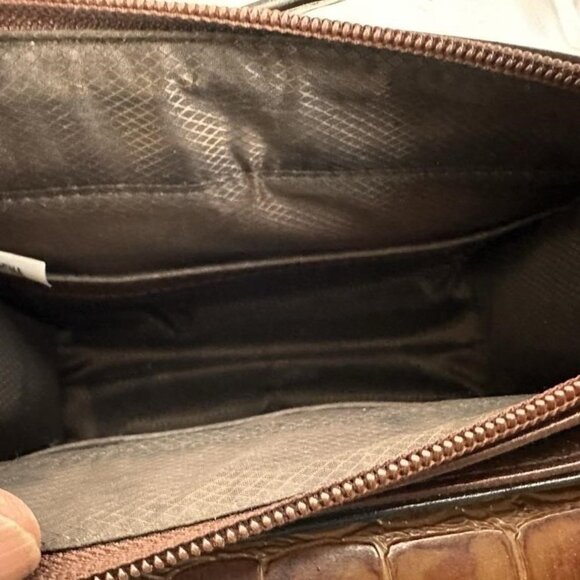 BOGO BRIGHTON super cute little croc embossed Brown cross body silver hardware - Picture 4 of 5